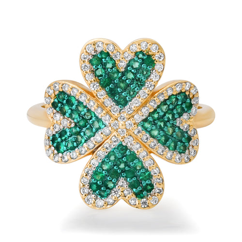 Lucky Emerald & Diamond Clover Ring