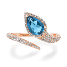 London Blue Topaz & Diamond Snake Wrap Ring