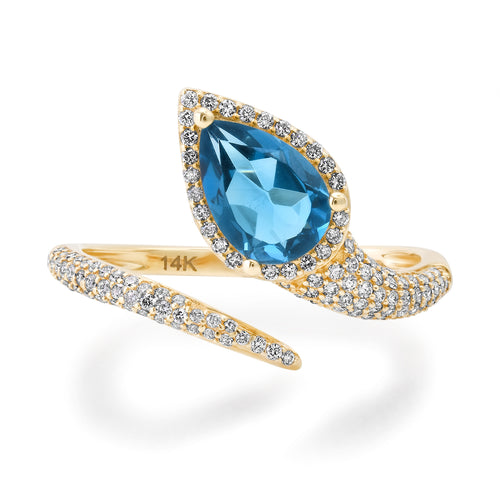 London Blue Topaz & Diamond Snake Wrap Ring