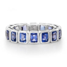 Bezel Set Blue Sapphire Eternity Band Ring