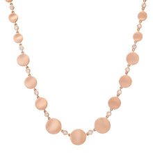Satin Gold & Diamond Graduated Wavy Disc Necklace