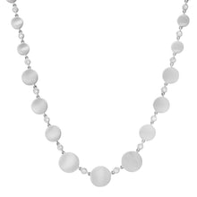 Satin Gold & Diamond Graduated Wavy Disc Necklace