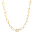 Satin Gold Thin Oval Link Chain Necklace with Diamond Clasp
