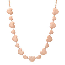 Satin Gold Alternating Puffy Heart Necklace