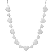 Satin Gold Alternating Puffy Heart Necklace