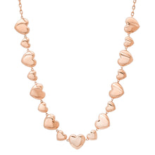 Satin Gold Alternating Puffy Heart Necklace