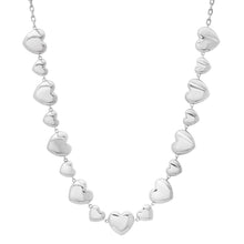 Satin Gold Alternating Puffy Heart Necklace