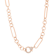 Satin Gold Thin In The Mix Chain Necklace with Diamond Clasp