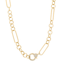 Satin Gold Thin In The Mix Chain Necklace with Diamond Clasp