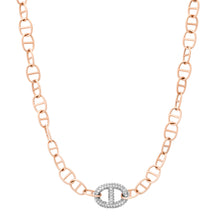 Satin Gold Thin Mariner Link Chain Necklace with Jumbo Diamond Mariner