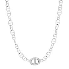 Satin Gold Thin Mariner Link Chain Necklace with Jumbo Diamond Mariner