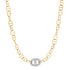 Satin Gold Thin Mariner Link Chain Necklace with Jumbo Diamond Mariner
