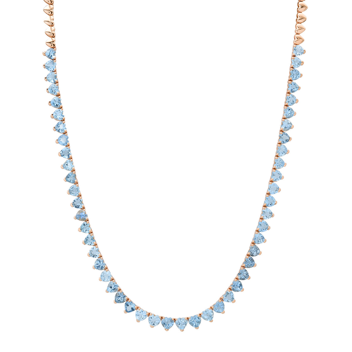 Heart Shaped Aquamarine Half Tennis Necklace
