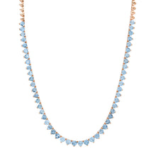 Heart Shaped Aquamarine Half Tennis Necklace
