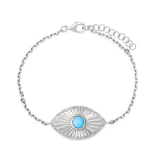 Turquoise & Diamond Fluted Evil Eye Bracelet