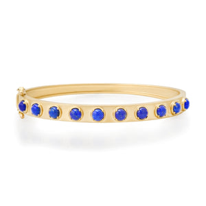 Matte Gold & Cabochon Gemstone Bangle Bracelet
