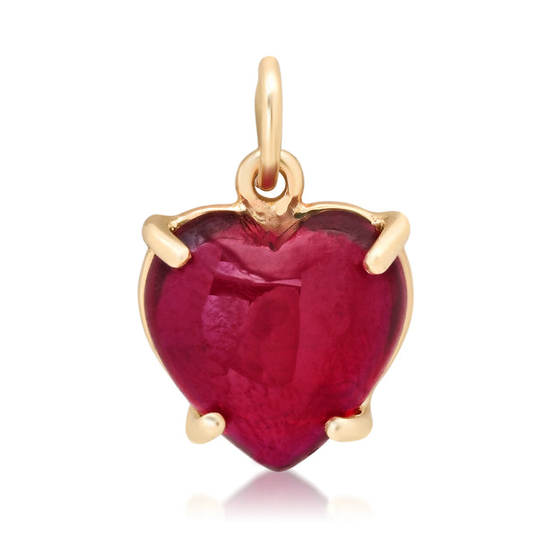 Mini Cabochon Heart Gemstone Charm