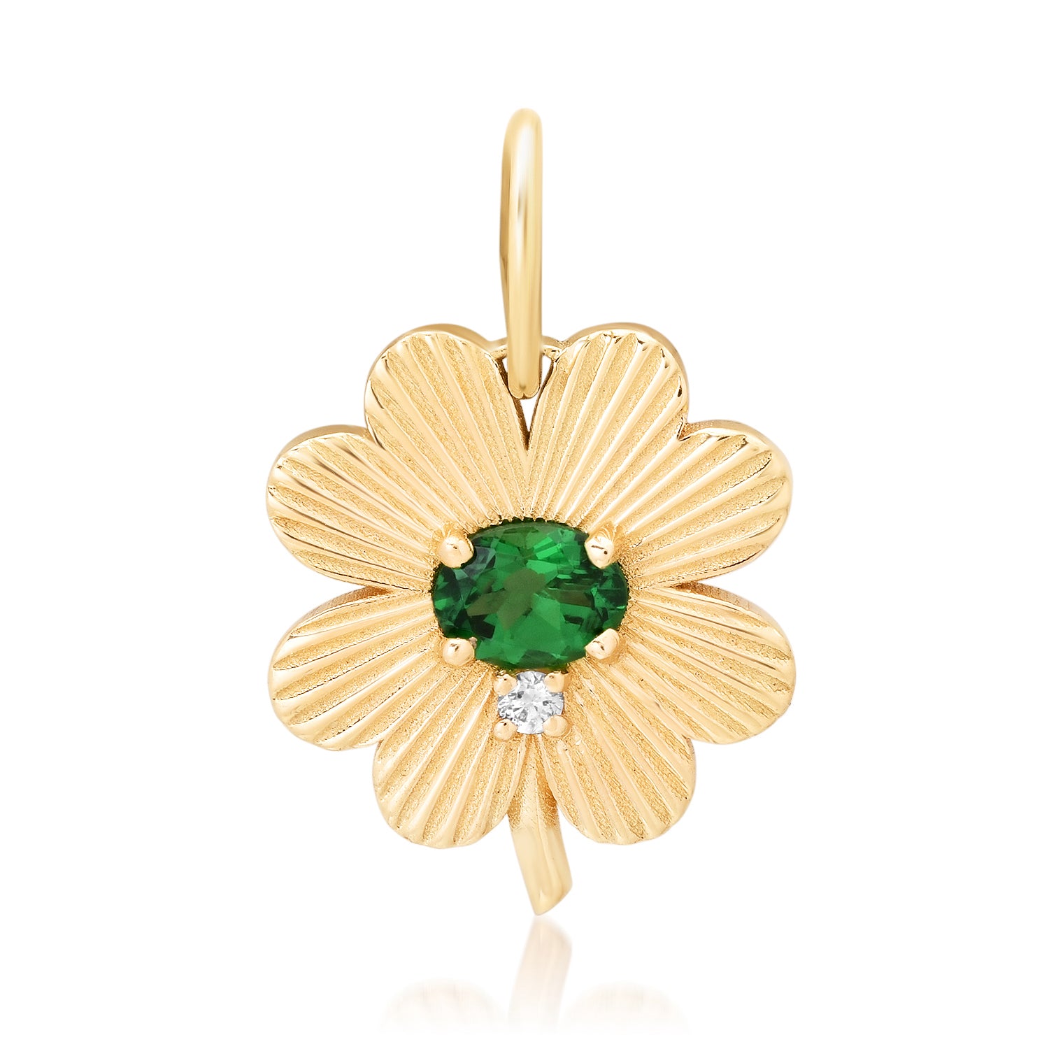 Tsavorite & Diamond Lucky Clover Light Charm