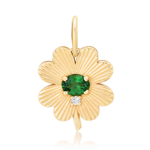 Tsavorite & Diamond Lucky Clover Light Charm