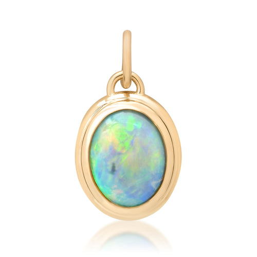 Oval Bubble Bezel Opal Charm