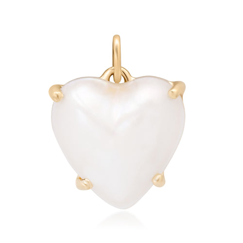 Large or Small Puffy Pearl Heart Charm