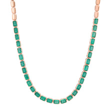 East West Emerald Cut Emerald Bezel Half Tennis Necklace