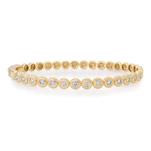 Textured Bezel Set Round Diamond Bangle Bracelet