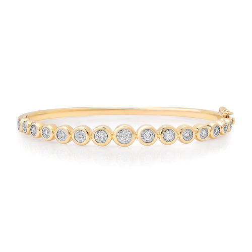 Graduated Round Diamond Bangle Bracelet with Miracle Plate