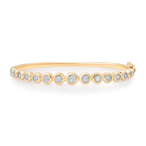 Graduated Round Diamond Bangle Bracelet with Miracle Plate