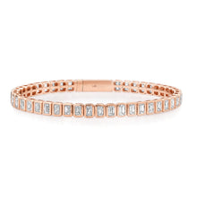 Bezel Set Emerald Cut Diamond Flex Bangle Bracelet