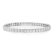 Bezel Set Emerald Cut Diamond Flex Bangle Bracelet