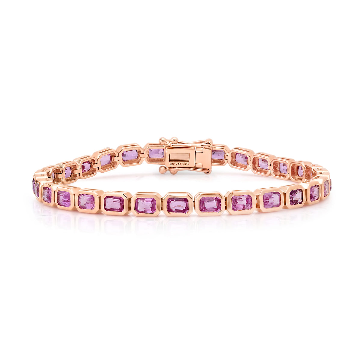 Bezel Set East West Pink Sapphire Tennis Bracelet