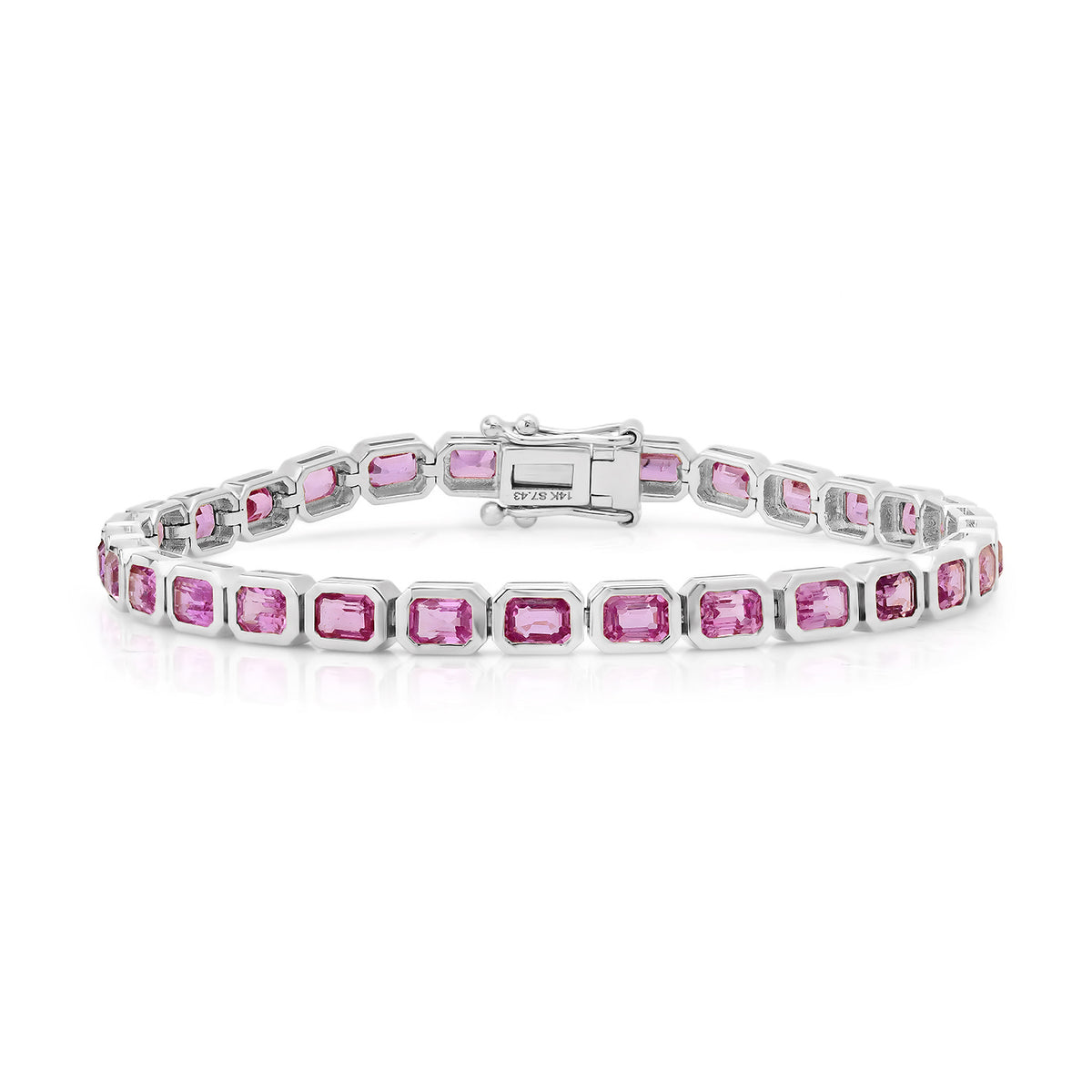 Bezel Set East West Pink Sapphire Tennis Bracelet