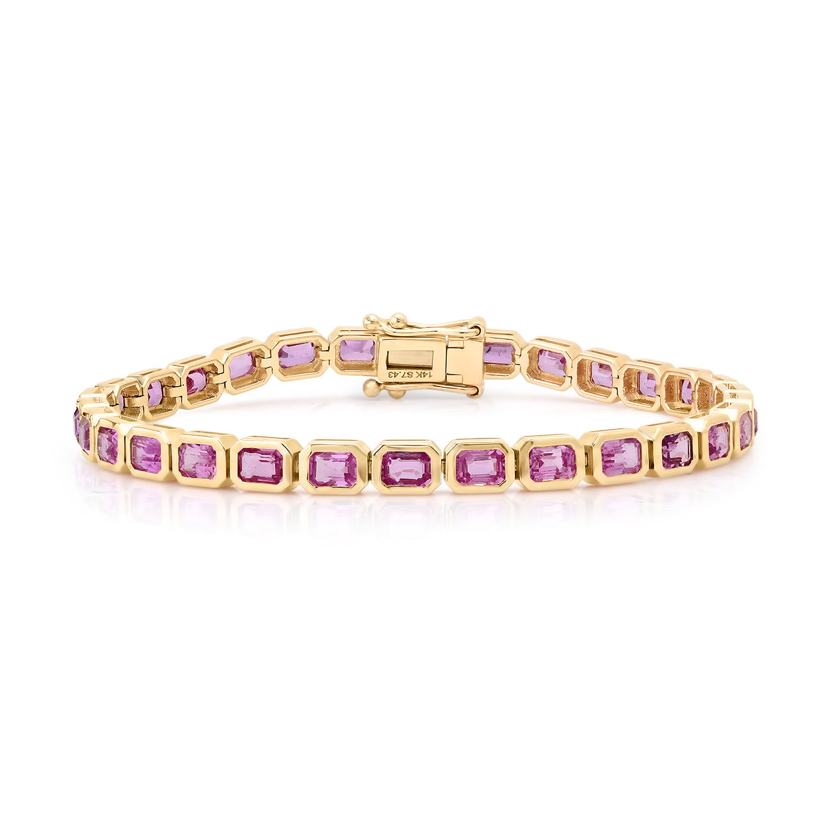 Bezel Set East West Pink Sapphire Tennis Bracelet