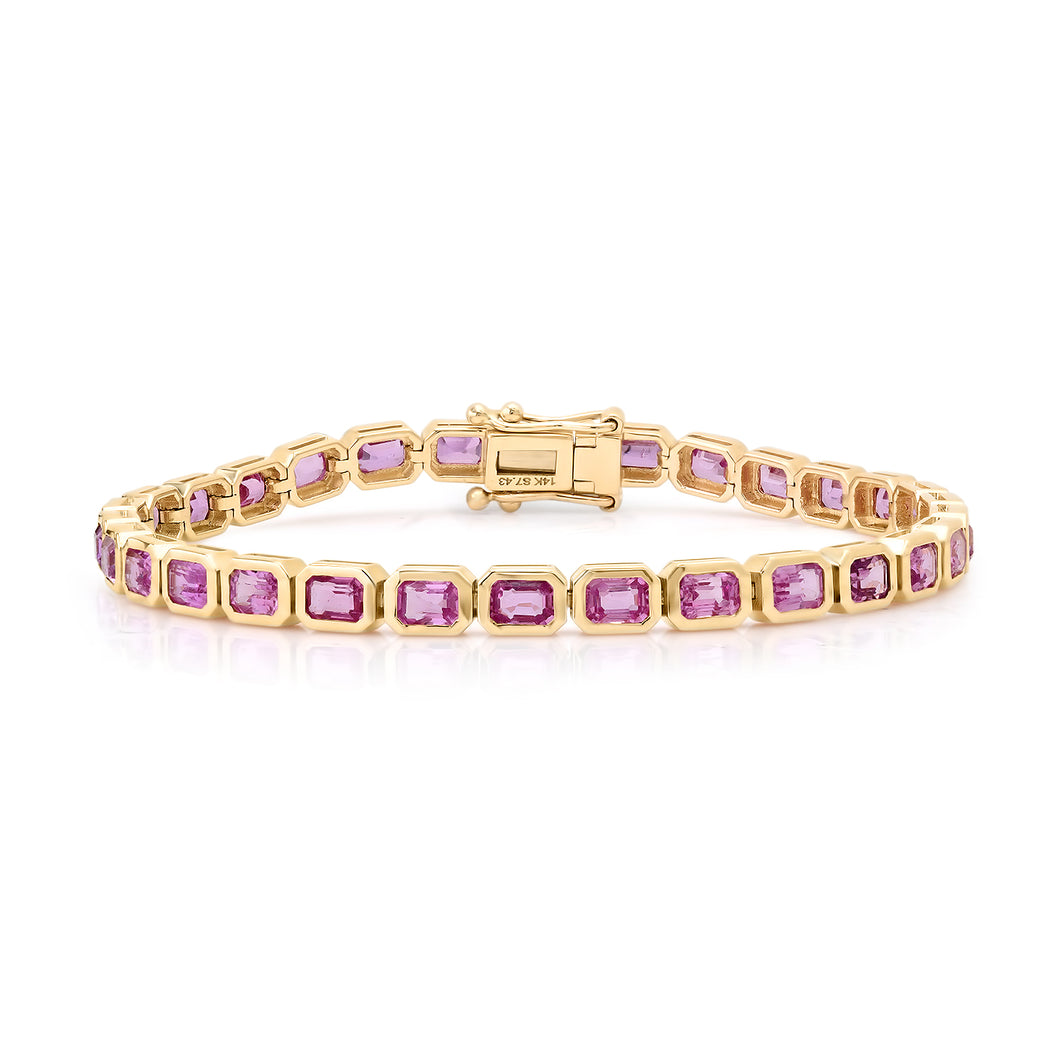 Bezel Set East West Pink Sapphire Tennis Bracelet