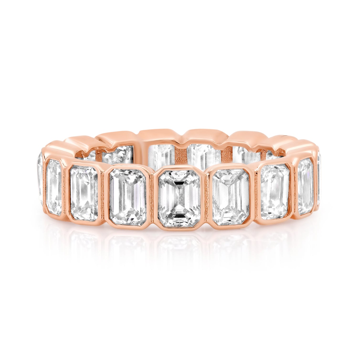 Jumbo Emerald Cut Bezel Set Diamond Eternity Band Ring
