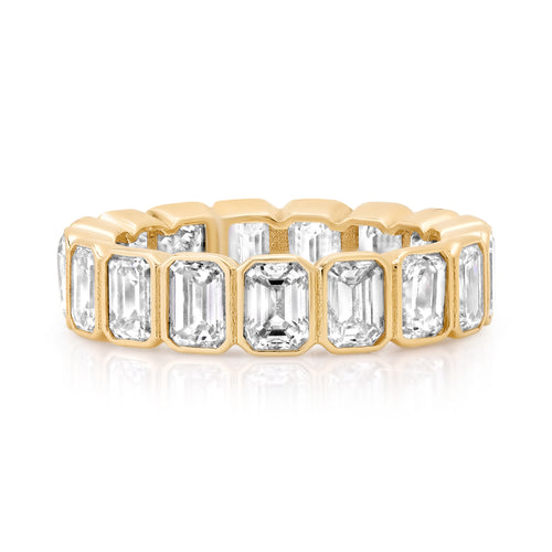 Jumbo Emerald Cut Bezel Set Diamond Eternity Band Ring