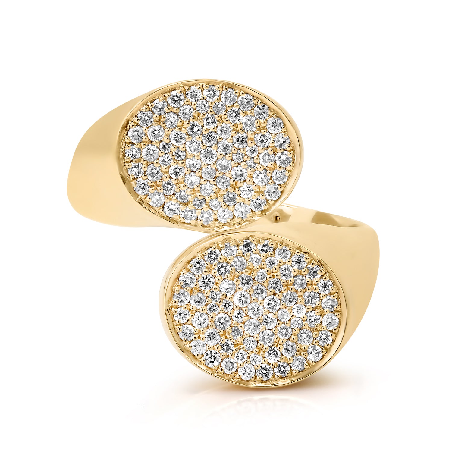 Flat Pave Diamond Bypass Ring