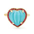Fluted Turquoise & Ruby Heart Ring