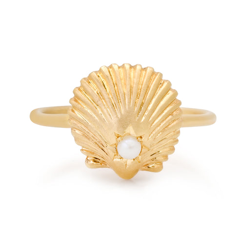 Fluted Pearl Shell Ring