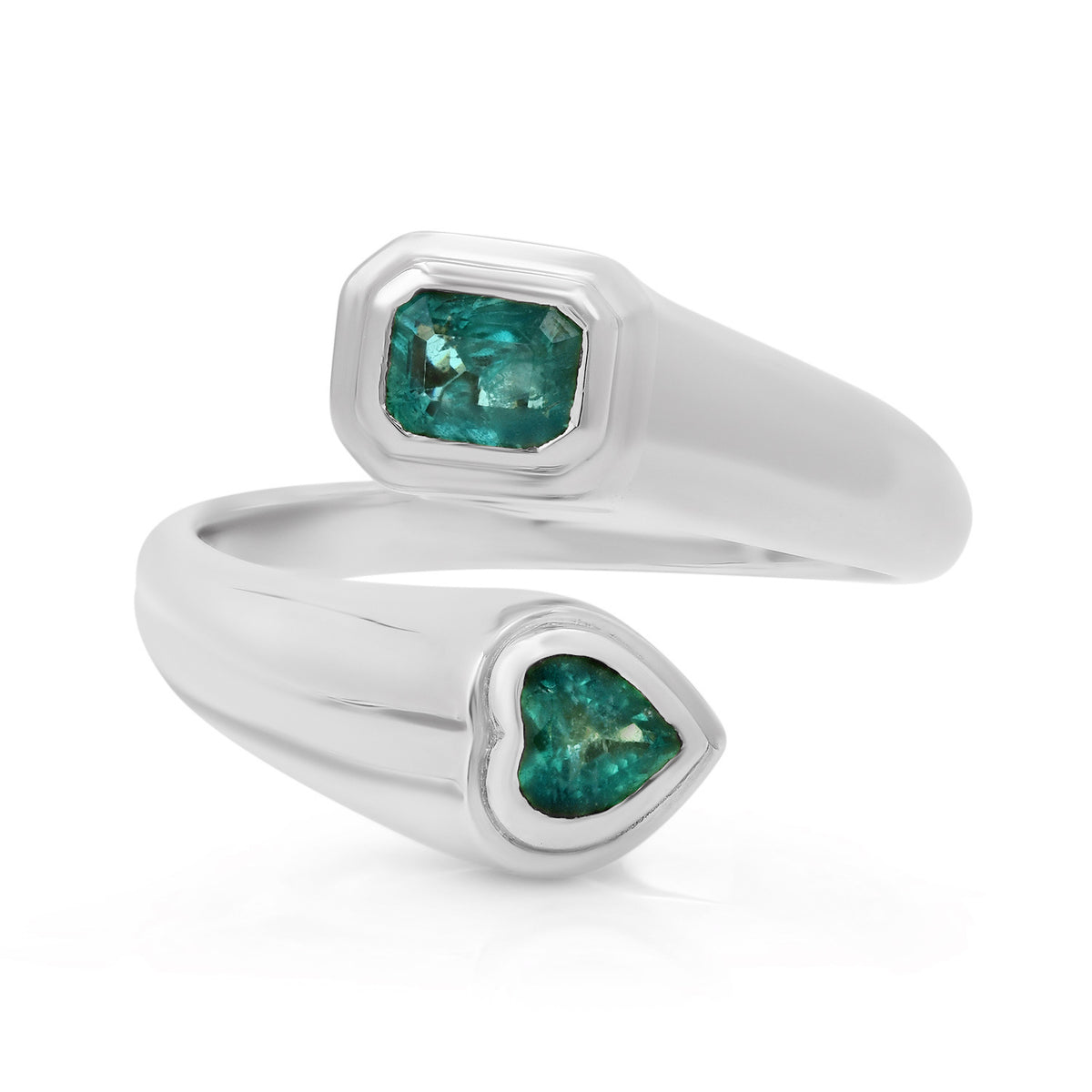 Emerald or Ruby & Emerald Heart Bypass Ring