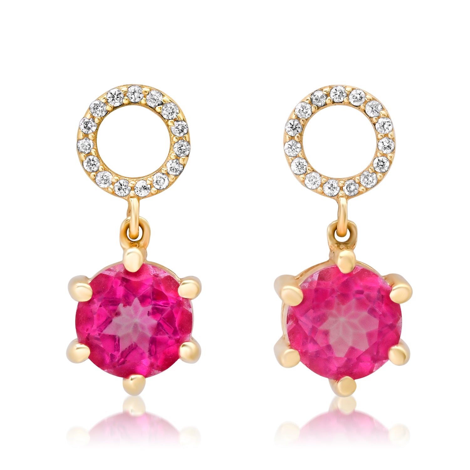 Prong Set Pink Topaz & Diamond Earring Charms