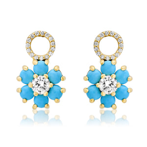 Turquoise & Diamond Flower Earring Charms