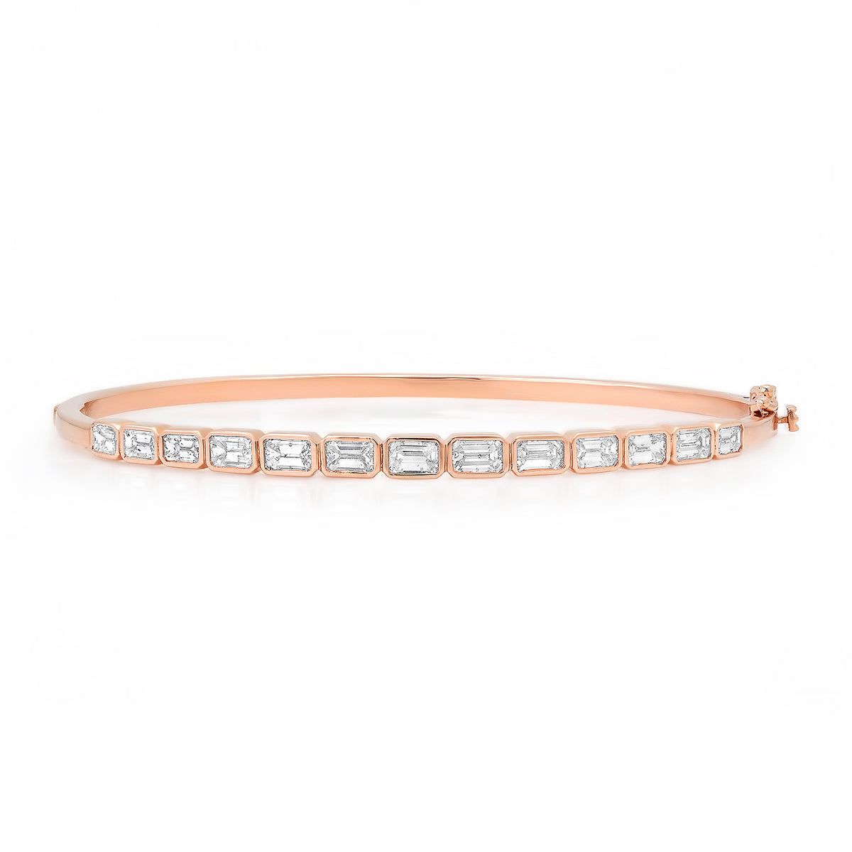 Graduated East West Emerald Cut Diamond Bangle Bracelet