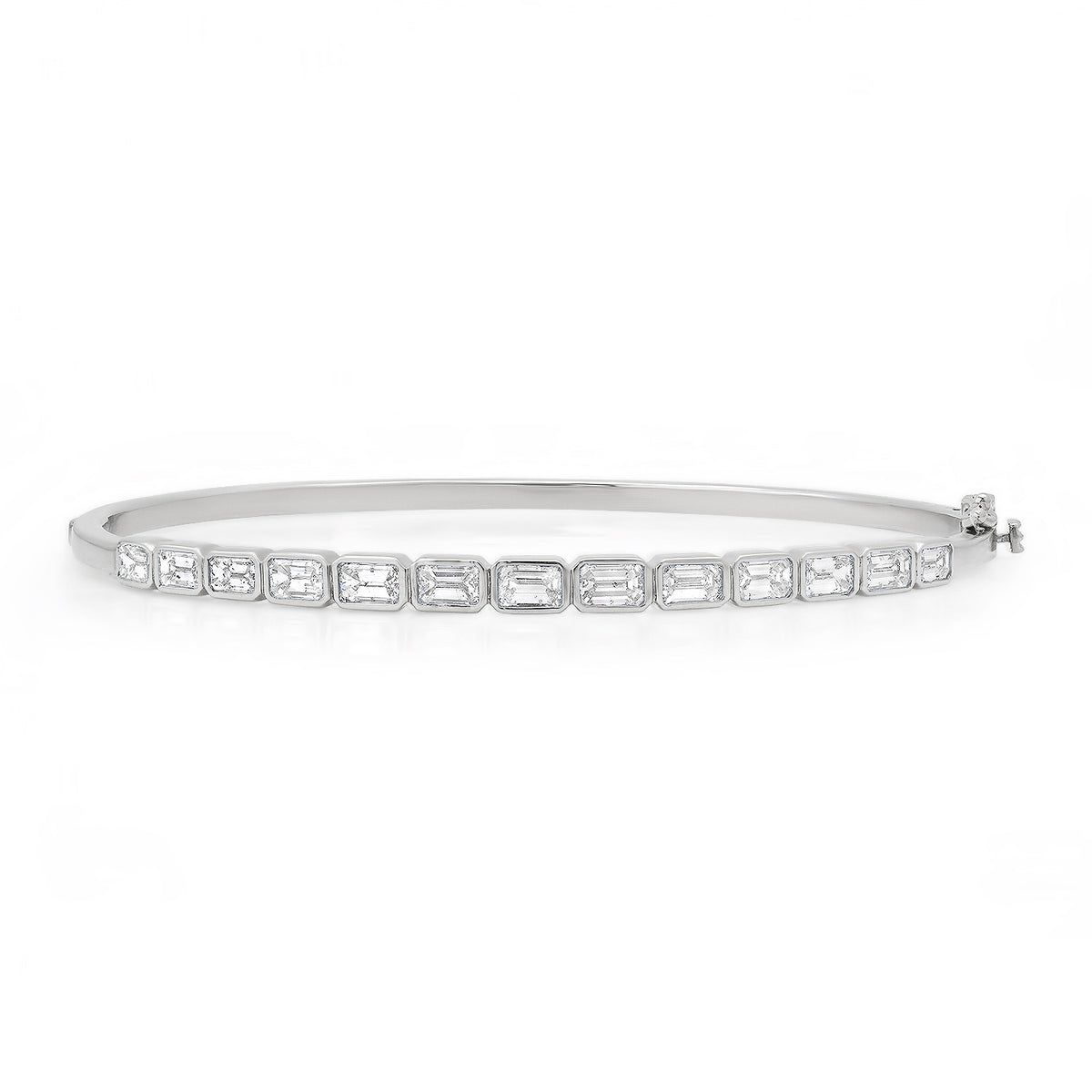 Graduated East West Emerald Cut Diamond Bangle Bracelet