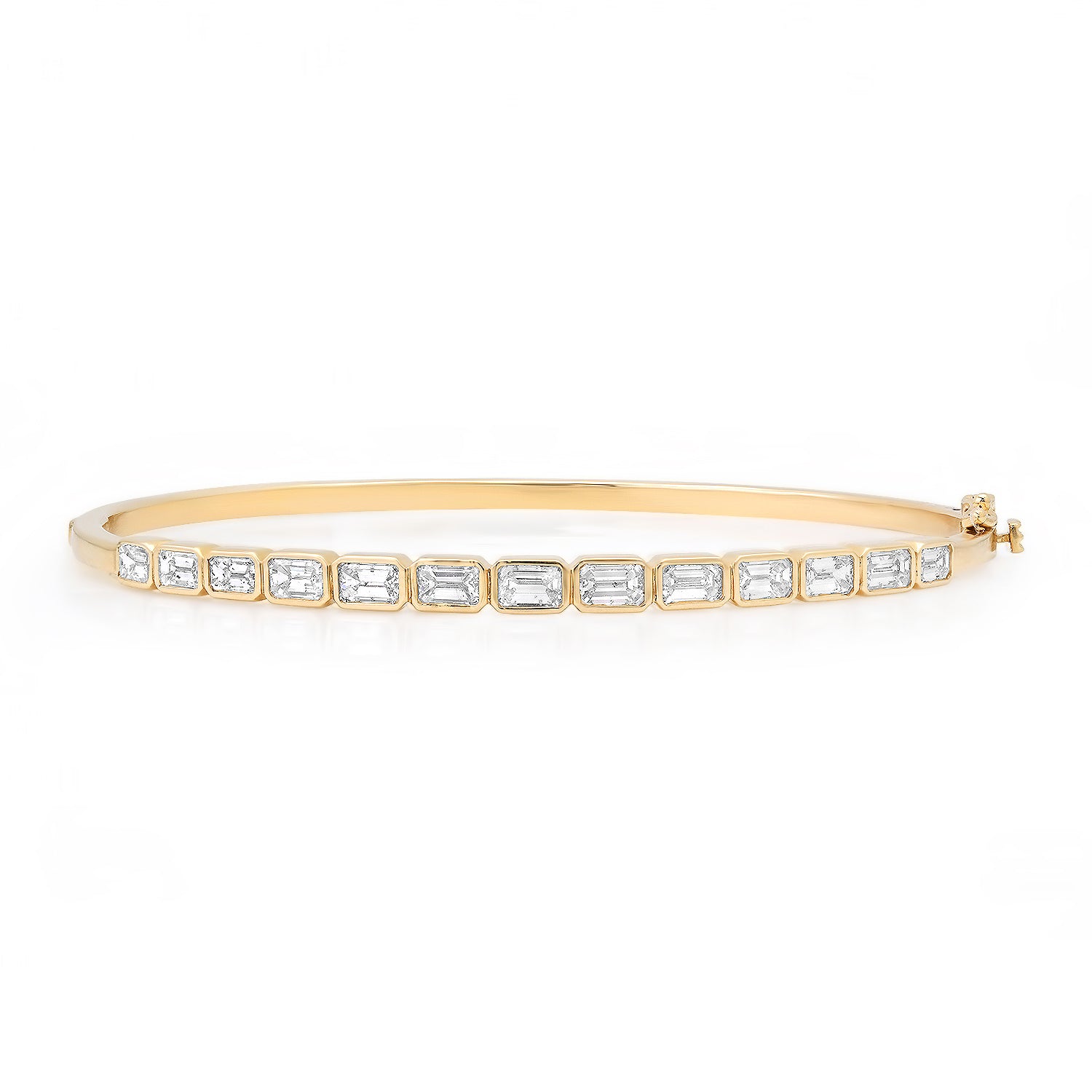 Graduated East West Emerald Cut Diamond Bangle Bracelet