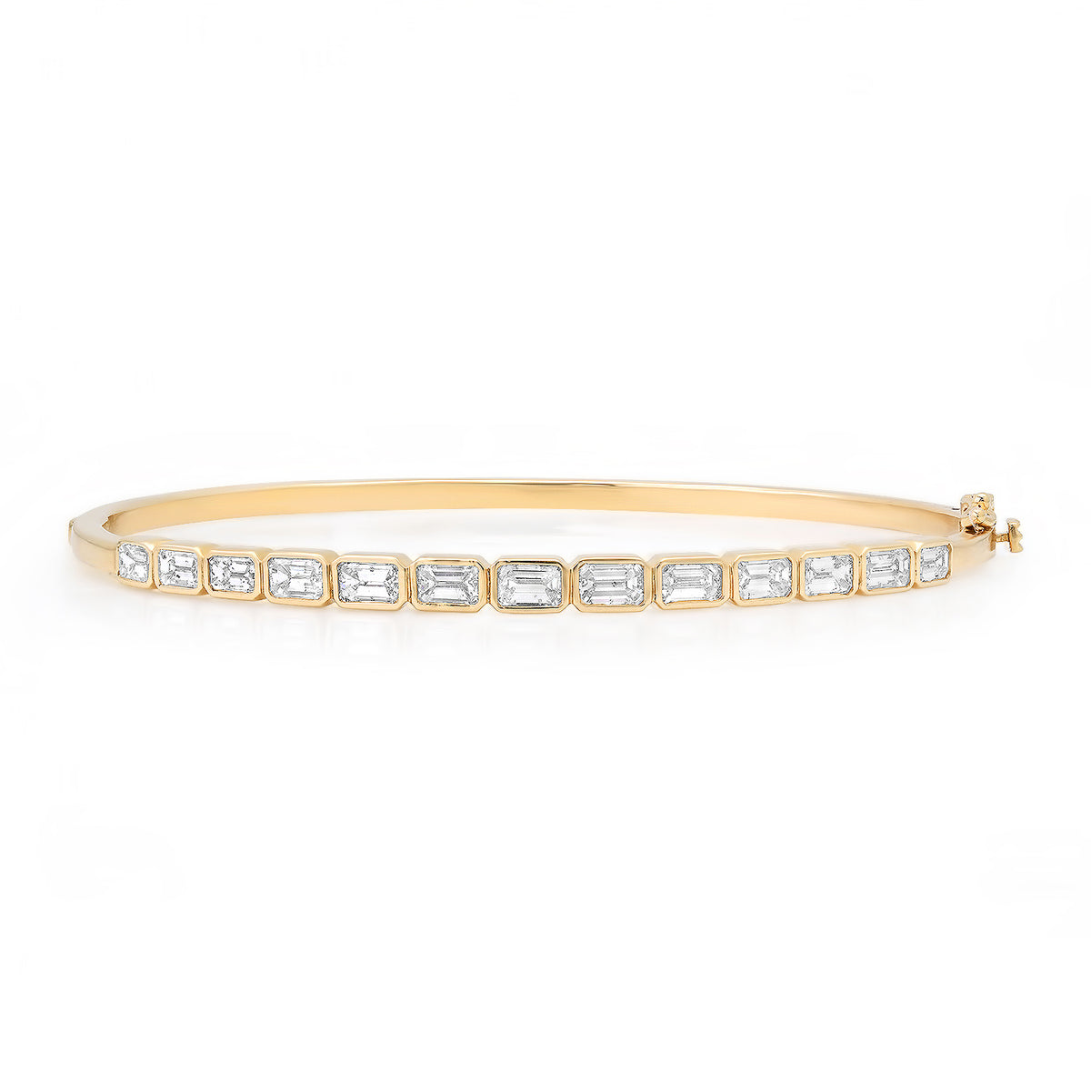 Graduated East West Emerald Cut Diamond Bangle Bracelet