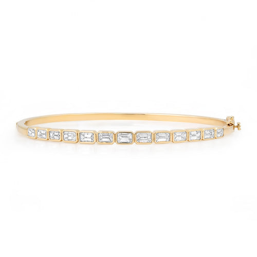 Graduated East West Emerald Cut Diamond Bangle Bracelet