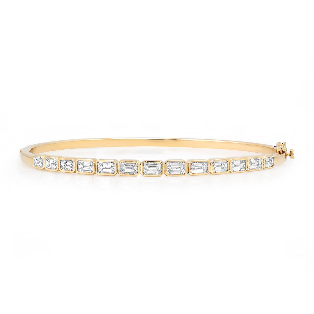Graduated East West Emerald Cut Diamond Bangle Bracelet