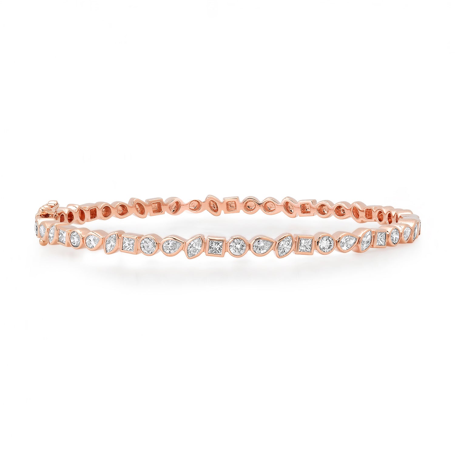 Bezel Set Mixed Shape Diamond Bangle Bracelet